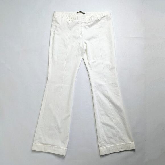Balenciaga Pants Women's FR 42 White Trousers Cuffed Front Seam Low Rise Unlined - Picture 1 of 14